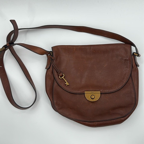 Fossil Emi Saddle Leather‎ Crossbody Bag Brown - Picture 1 of 6